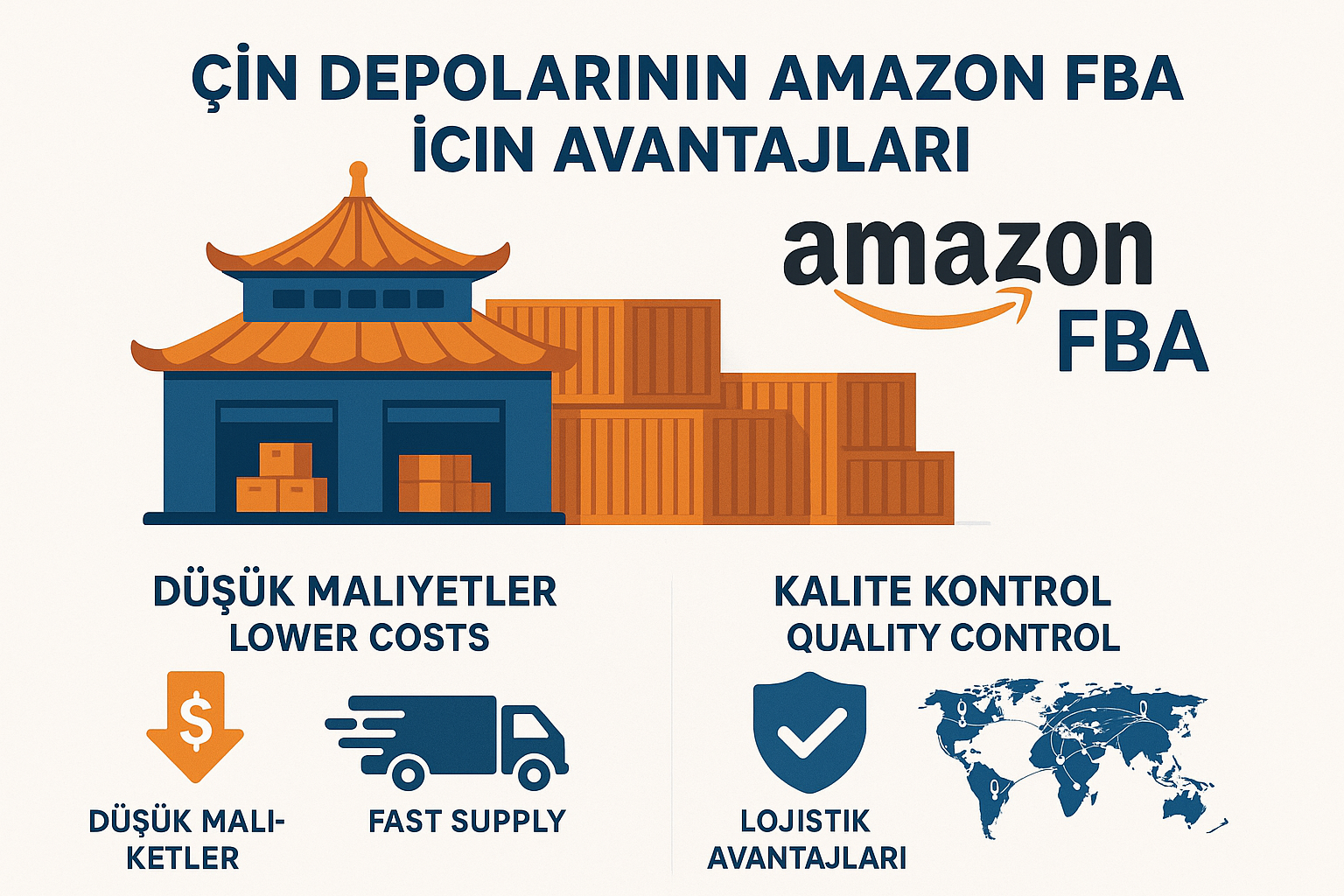 Amazon FBA satıcıları için Çin deposu kullanmak düşük maliyet, esnek stok yönetimi ve hızlı sevkiyat avantajı sunar. Bouncebuds ile global satışlarınızı güvenle yönetin.