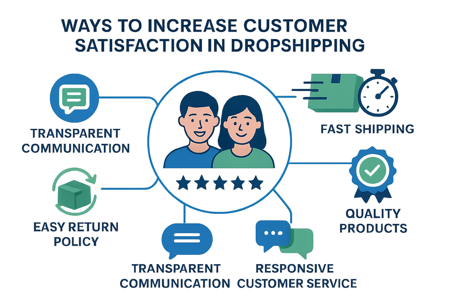 Dropshipping işinde müşteri memnuniyetini artırmak için 7 etkili strateji öğrenin. Bouncebuds ile lojistik ve kalite kontrol süreçlerinizi geliştirin.