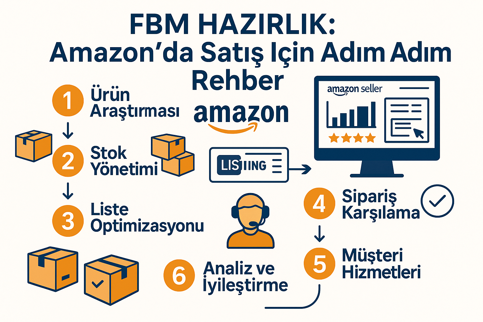 FBM hazırlığı ile Amazon’da satış yapmaya başlayın! Depo, kargo, stok yönetimi ve müşteri hizmetleri dahil adım adım FBM rehberini Bouncebuds blogunda okuyabilirsiniz.